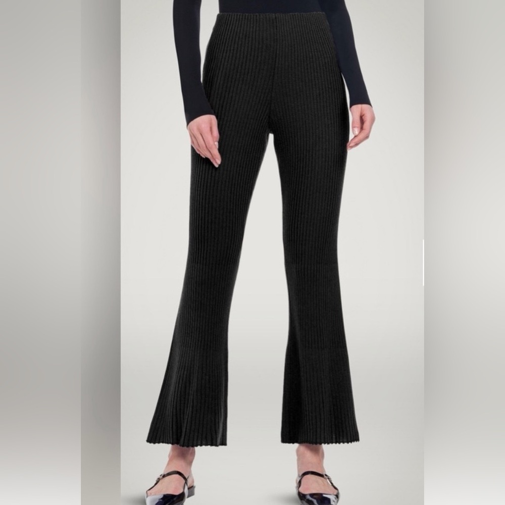 Wolford Black Ribbed Knit Flared Trousers